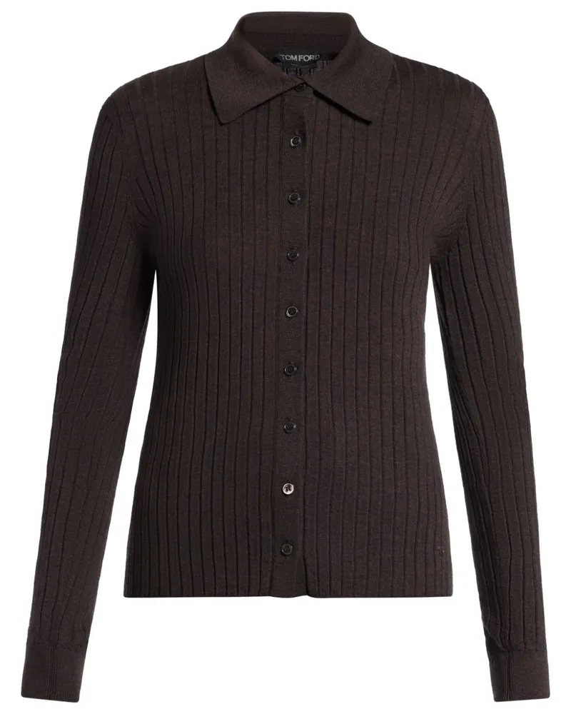 Tom Ford Strickoberteil mit Poloshirtkragen - Braun Braun