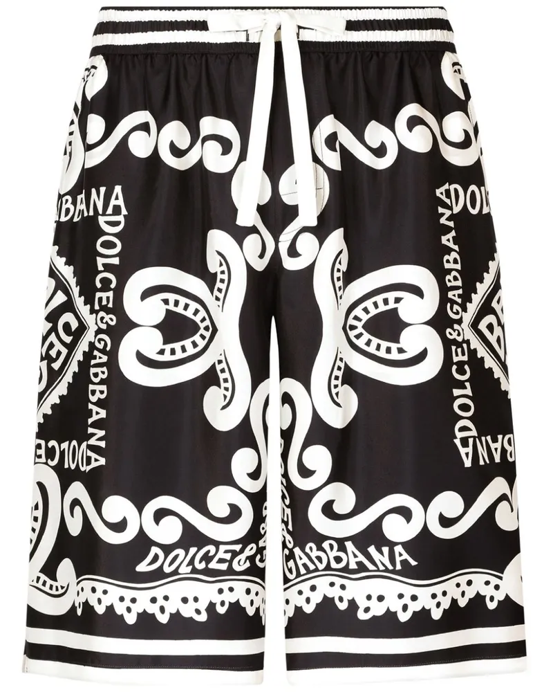Dolce & Gabbana Shorts aus Seide mit Logo-Print - Schwarz Schwarz