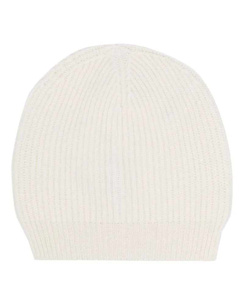 Peserico Gerippte Strickmütze - Weiß Weiß