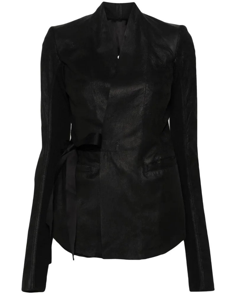 Rick Owens Lederjacke mit Risseffekt Schwarz