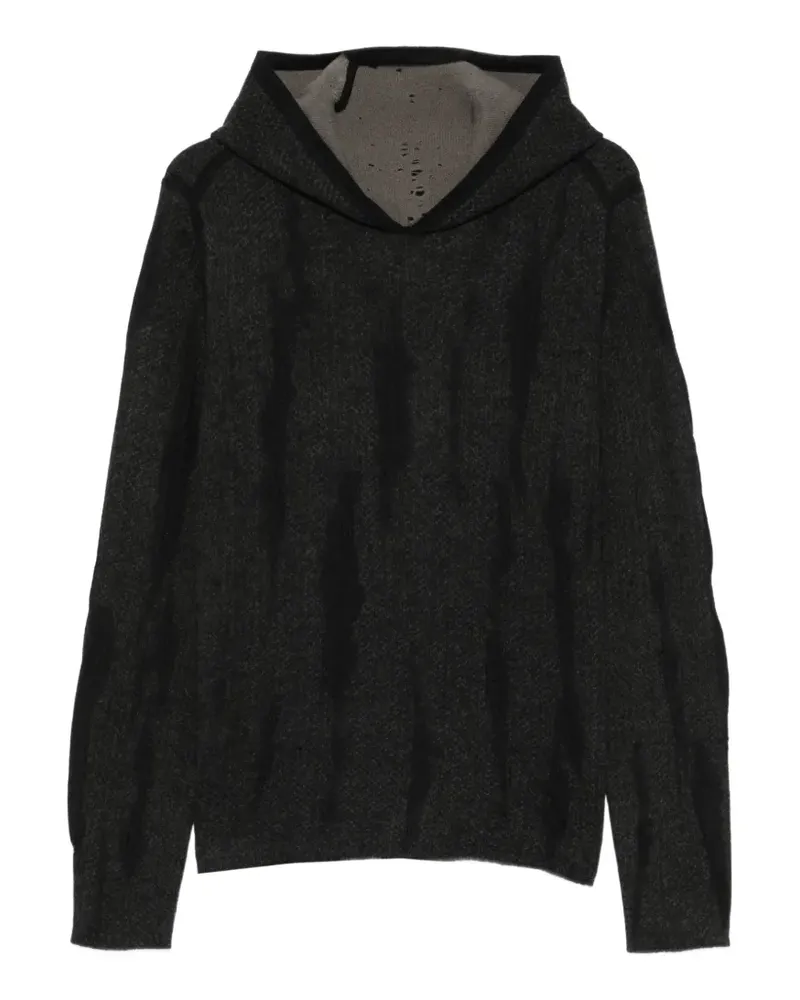 Label Under Construction Ausgeblichener Hoodie - Schwarz Schwarz