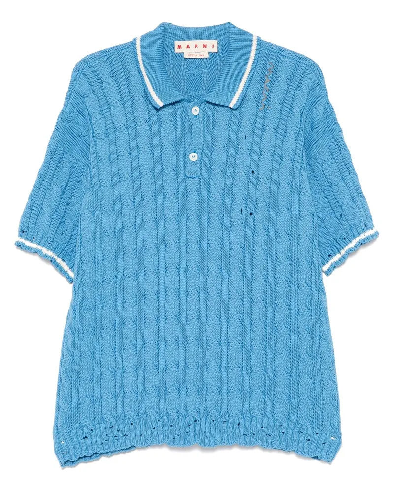 Marni Poloshirt mit Zopfmuster - Blau Blau