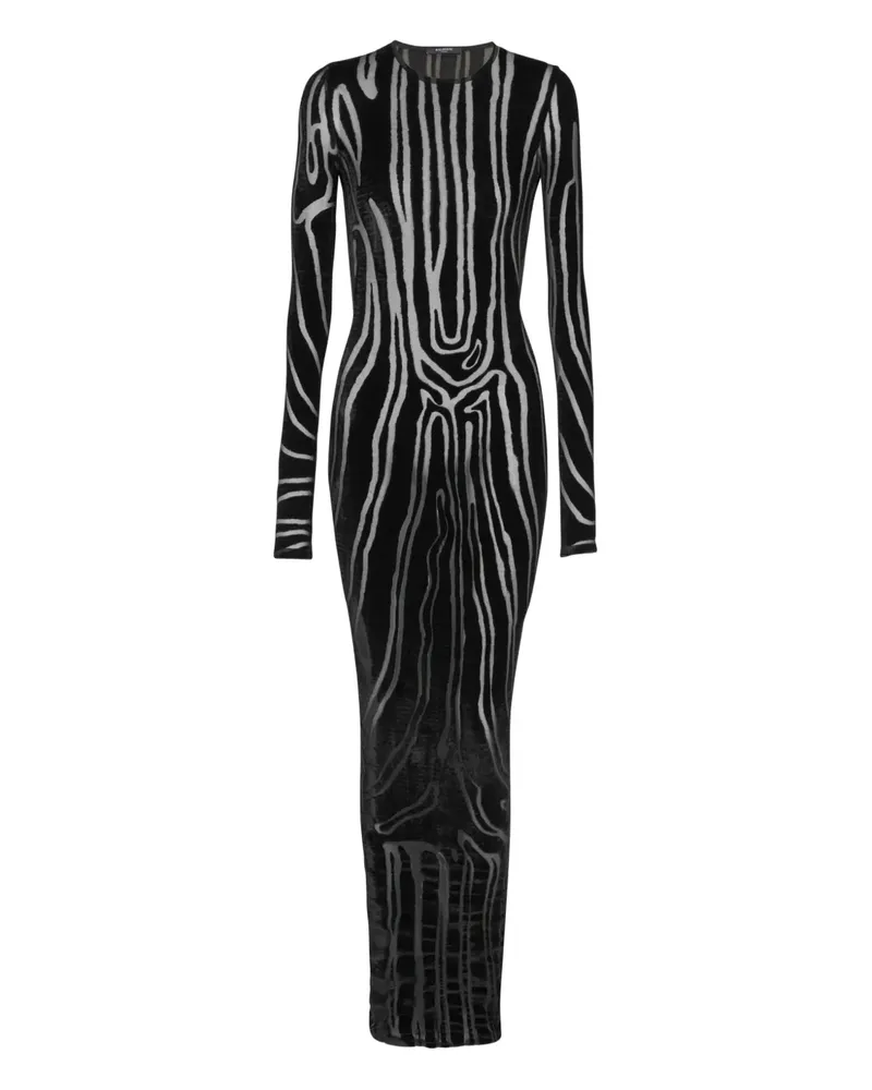 Balmain Midikleid mit Zebra-Print - Schwarz Schwarz