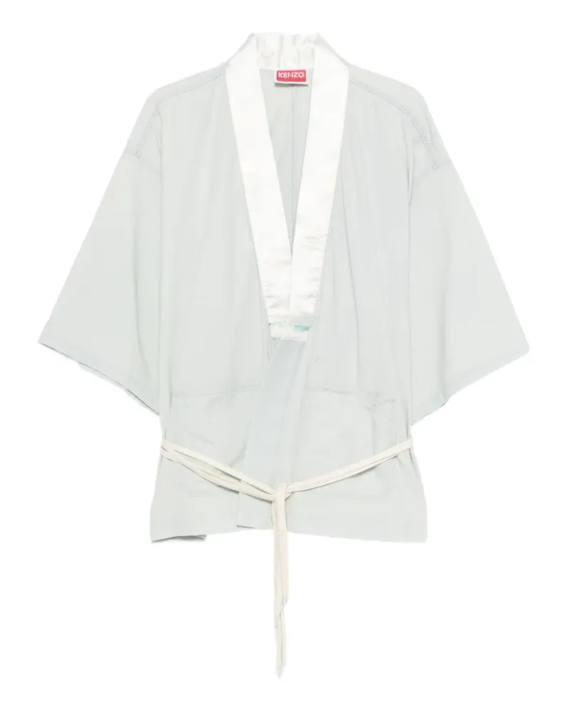 Kenzo contrast-collar wrap shirt - Blau Blau