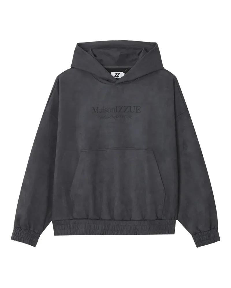 Izzue Hoodie aus Faux-Wildleder mit Logo-Stickerei - Grau Grau