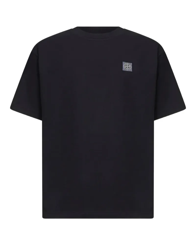 Stone Island T-Shirt mit Logo-Patch - Schwarz Schwarz