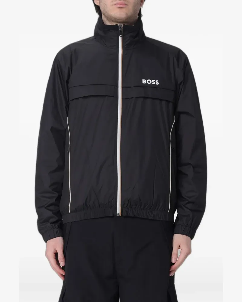 HUGO BOSS logo-print zip-up jacket - Schwarz Schwarz