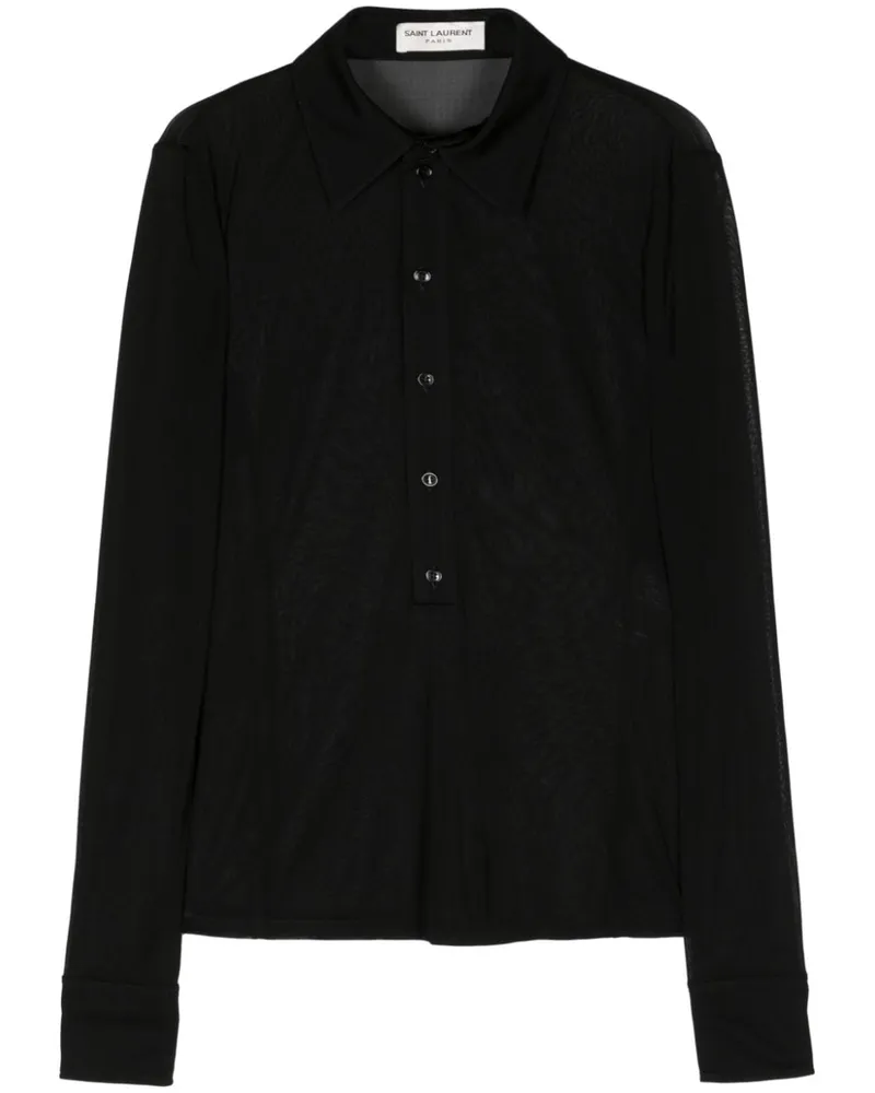Saint Laurent Geknöpftes Mesh-Hemd - Schwarz Schwarz