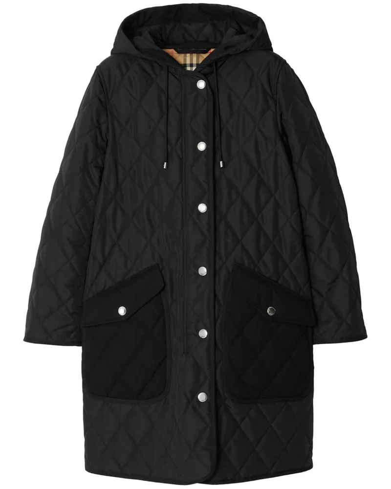 Burberry Kapuzenmantel mit Rautensteppung - Schwarz Schwarz