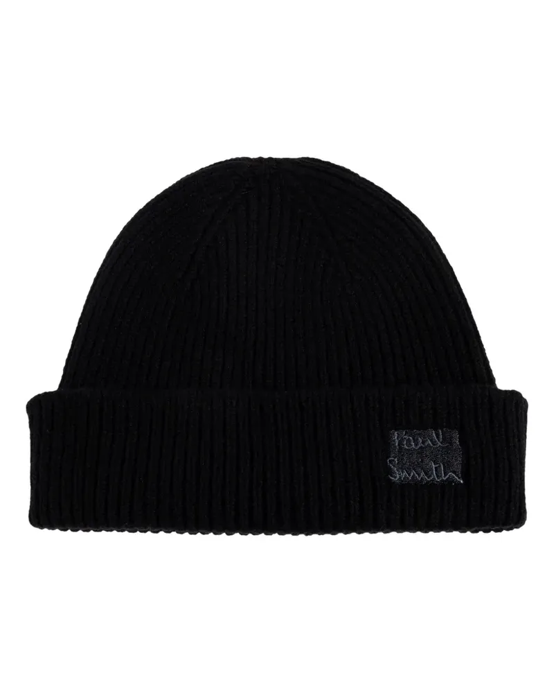 Paul Smith logo-embroidered beanie hat - Schwarz Schwarz