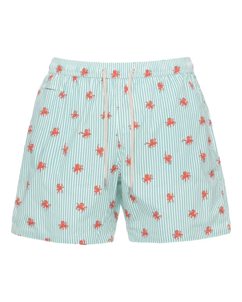 MC2 Saint Barth octopus-print striped swim shorts - Blau Blau
