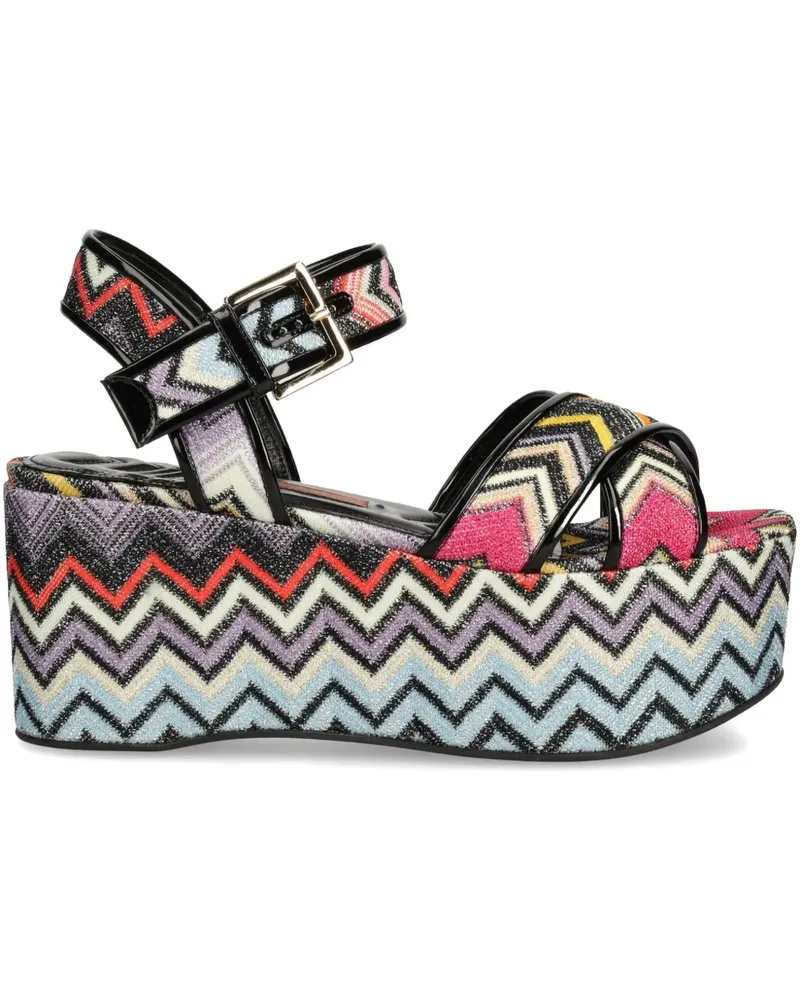 Missoni Plateau-Sandalen mit Zickzackmuster - Schwarz Schwarz