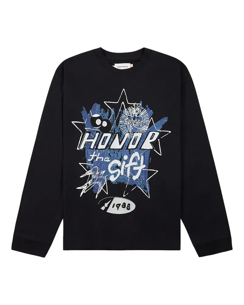 Honor The Gift Pop Art Langarmshirt - Schwarz Schwarz