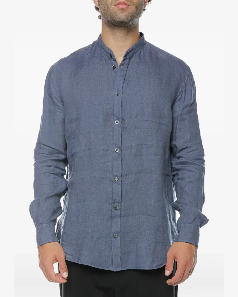 Emporio Armani mandarin-collar linen shirt - Blau Blau