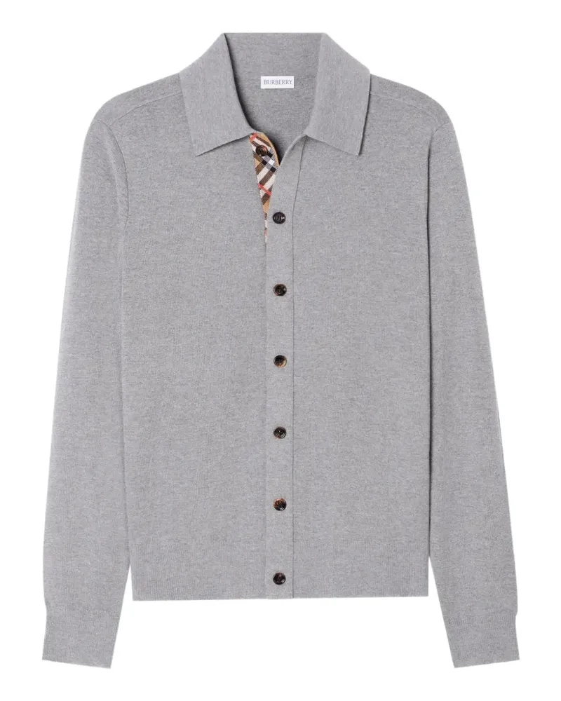 Burberry Woll-Cardigan mit Karo-Besatz - Grau Grau