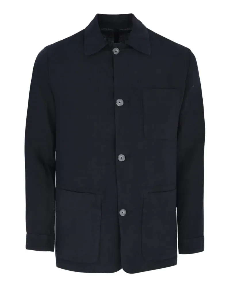 120% Lino Hemdjacke mit geknöpften Taschen - Blau Blau