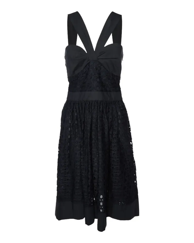 Moschino Midikleid aus Spitze mit gerafftem Kragen - Schwarz Schwarz