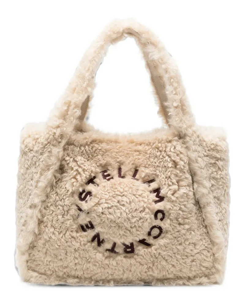Stella McCartney Stella Logo faux-shearling tote bag - Nude Nude
