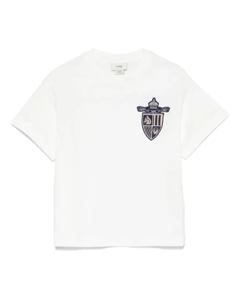Fendi T-Shirt mit Logo-Patch - Weiß Weiß