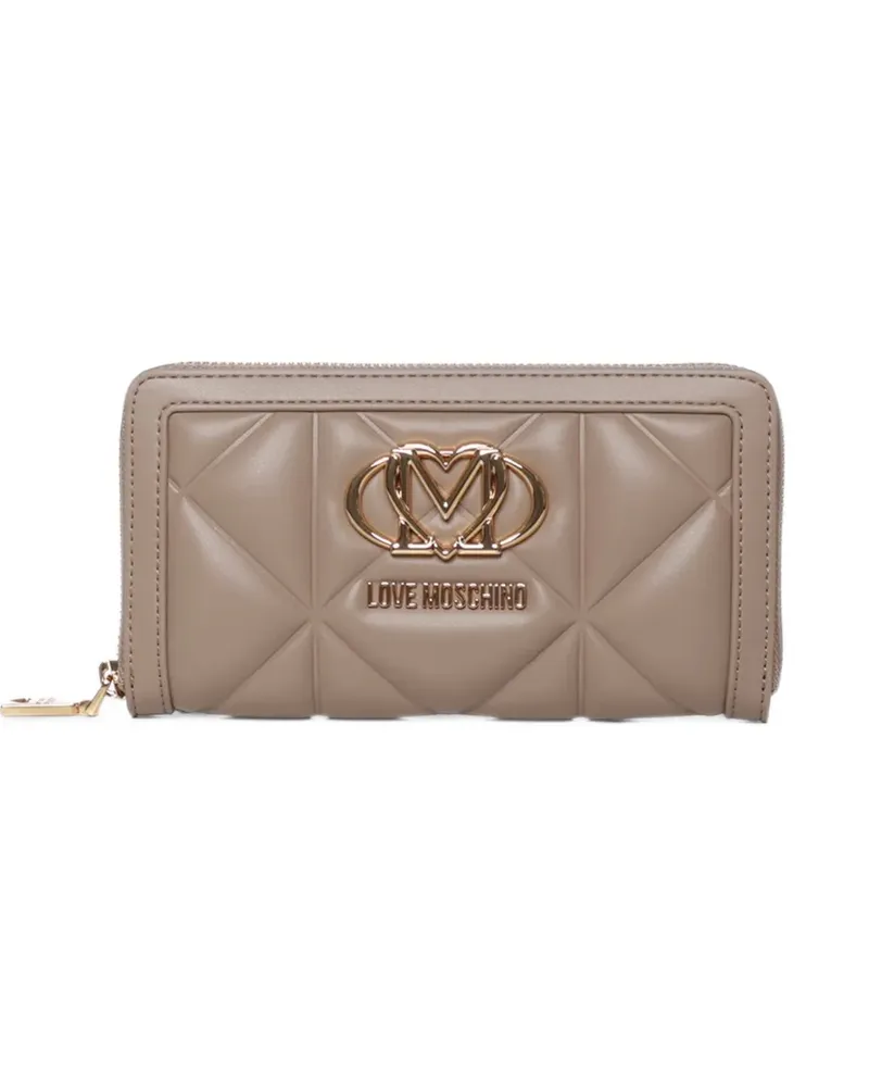 Moschino quilted logo-plaque wallet - Nude Nude