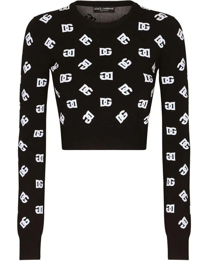 Dolce & Gabbana Jacquard-Pullover mit DG - Schwarz Schwarz