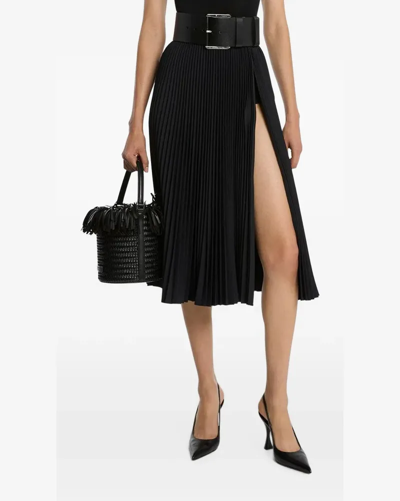 Michael Kors pleated slit midi skirt - Schwarz Schwarz