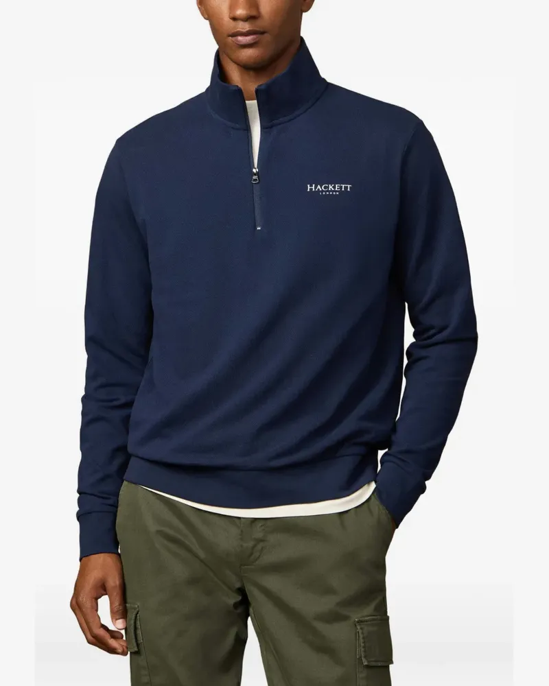 Hackett Piqué-Pullover mit Viertelreißverschluss - Blau Blau