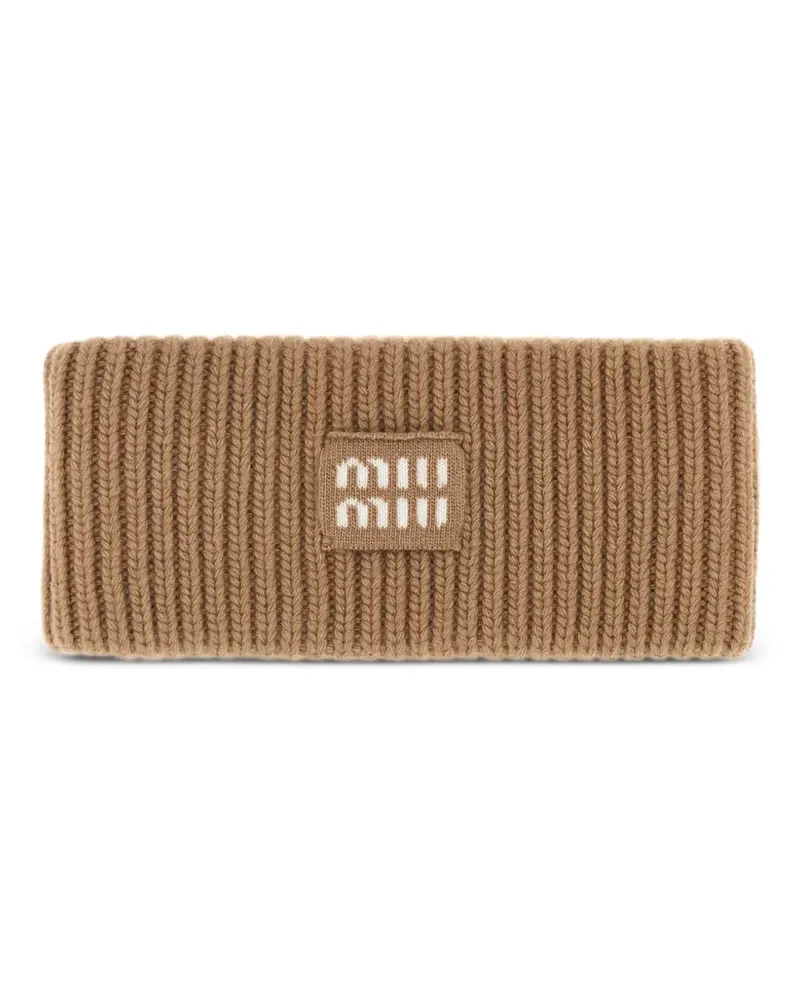 Miu Miu Geripptes Stirnband - Braun Braun