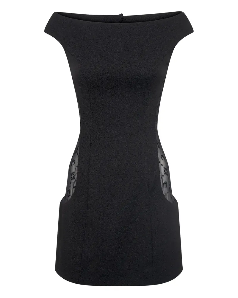 Marine Serre U-Boot-Ausschnitt-Minikleid mit tiefen Schultern - Schwarz Schwarz