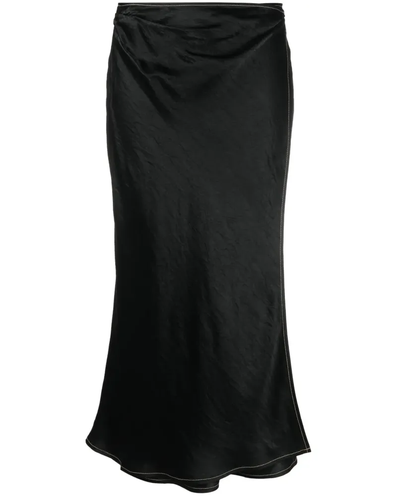 Acne Studios Midirock aus Satin mit Knitteroptik - Schwarz Schwarz