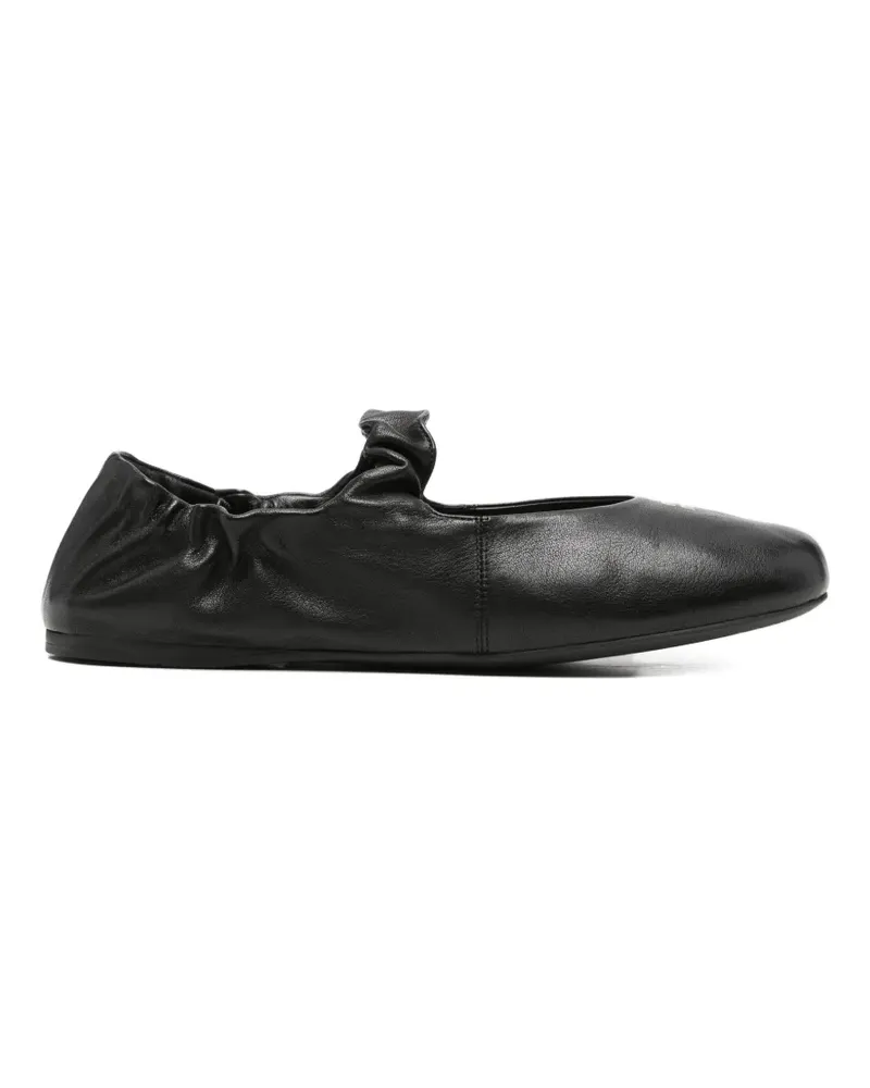 Miu Miu ruched leather ballet flats - Schwarz Schwarz