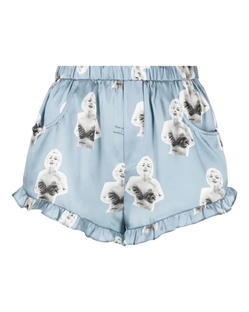 Fleur Du Mal x Marilyn Monroe Seidenshorts Blau