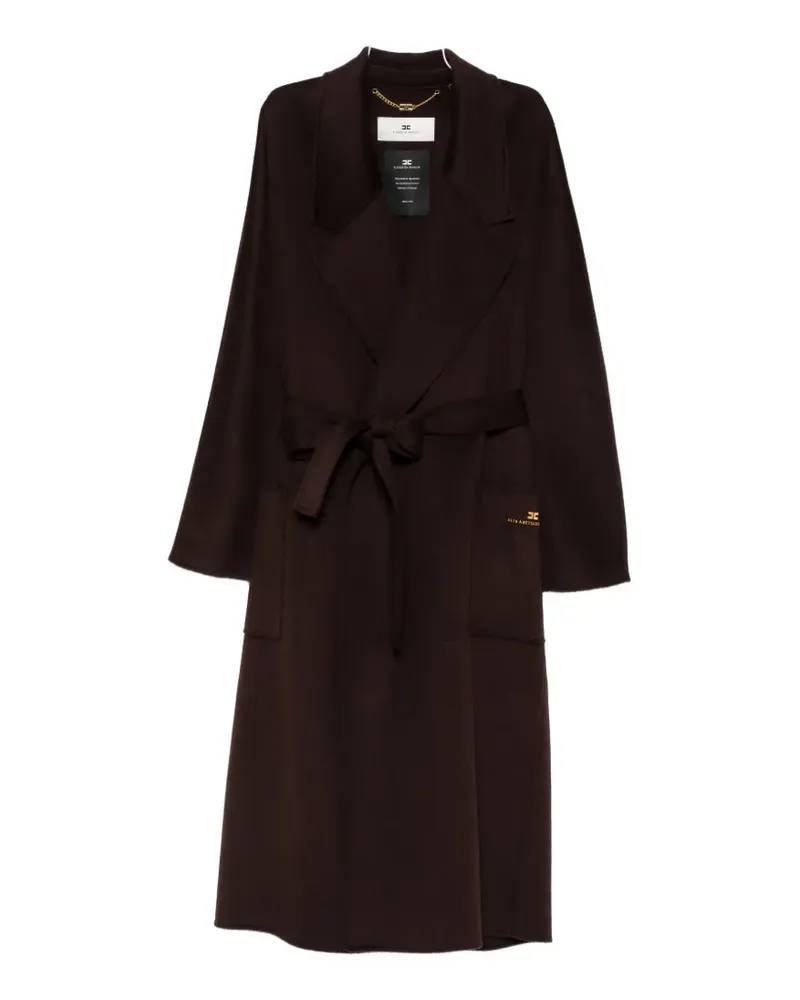 Elisabetta Franchi belted logo-plaque coat - Braun Braun
