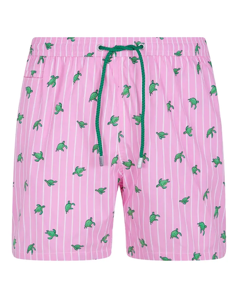 MC2 Saint Barth turtle-print striped swim shorts - Rosa Rosa