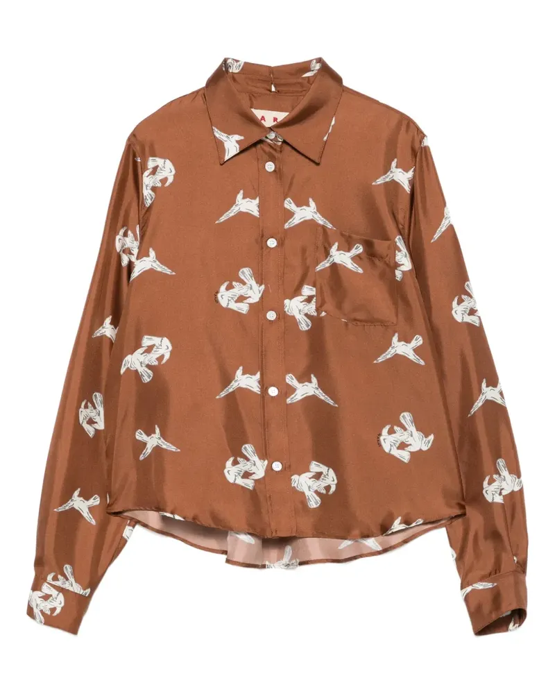 Marni Hemd mit Vogel-Print - Braun Braun