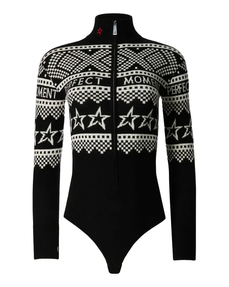 Perfect Moment Body mit Intarsienmuster - Schwarz Schwarz