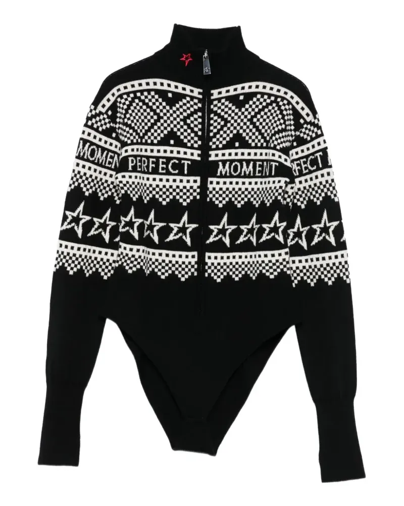 Perfect Moment Body mit Intarsienmuster - Schwarz Schwarz