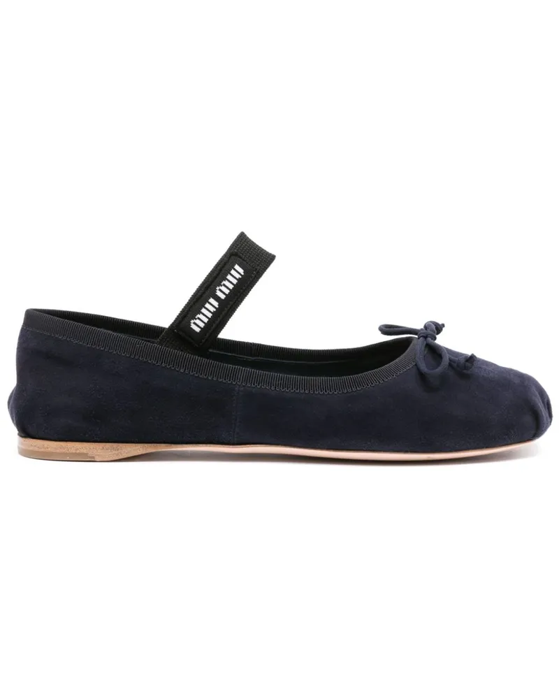 Miu Miu Ballerinas aus Wildleder mit Schleife - Blau Blau