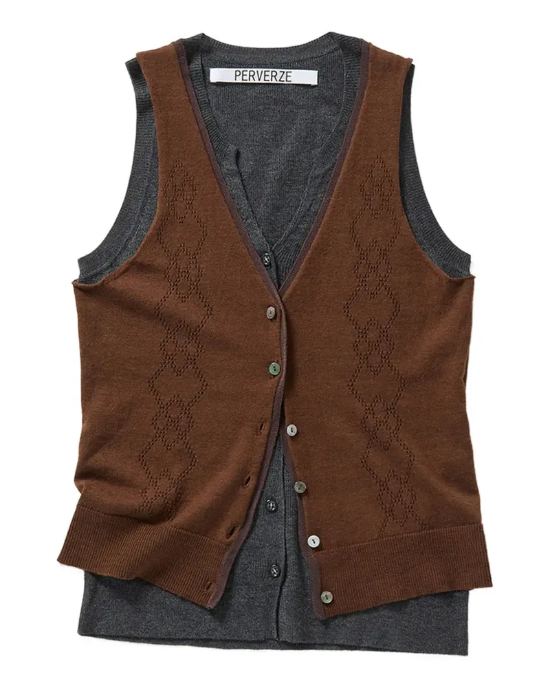 PERVERZE eyelet layered top - Braun Braun