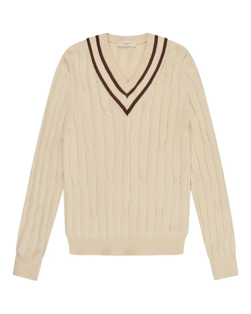 Slowear braided V-neck sweater - Nude Nude