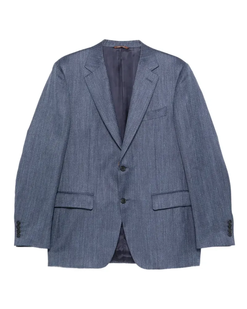 Canali Gemusterte Jacke mit fallendem Revers - Blau Blau