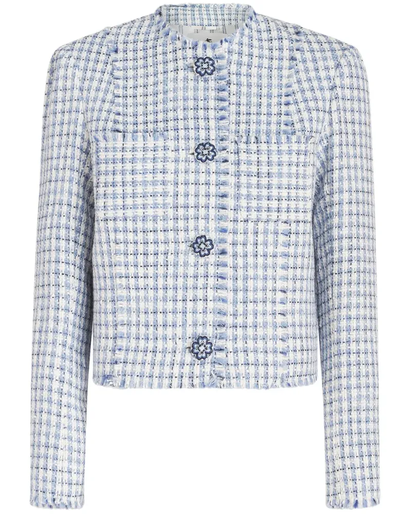 Etro Tweed-Jacke mit rundem Ausschnitt - Blau Blau