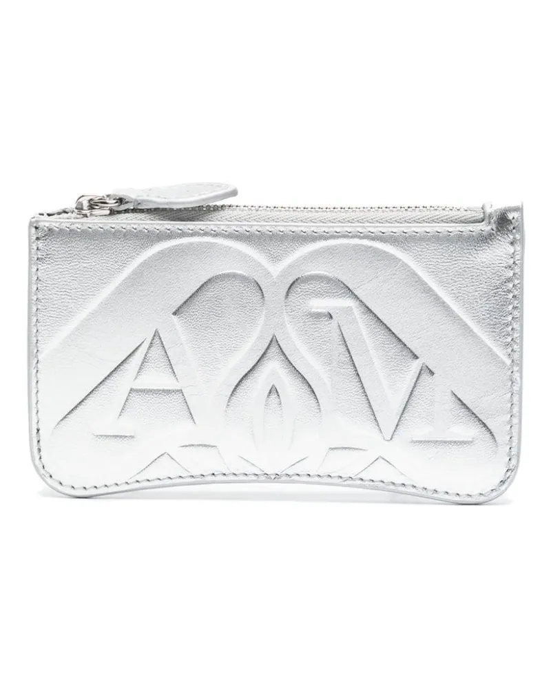 Alexander McQueen Portemonnaie mit Logo-Prägung - Silber Silber