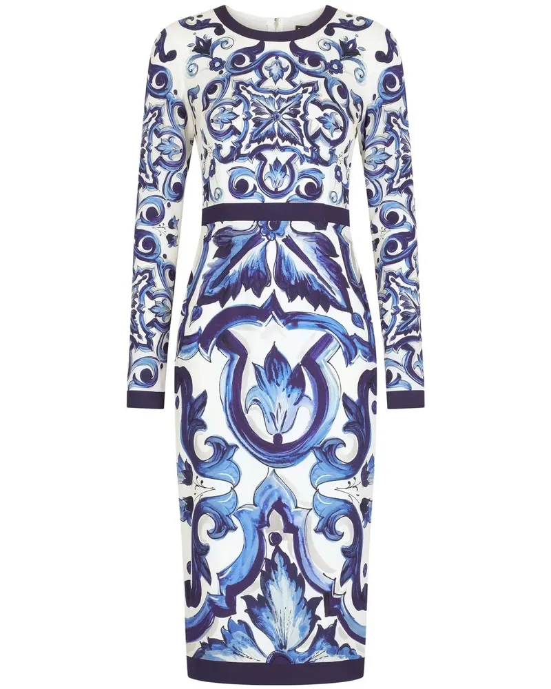 Dolce & Gabbana Etuikleid mit Majolica-Print - Blau Blau