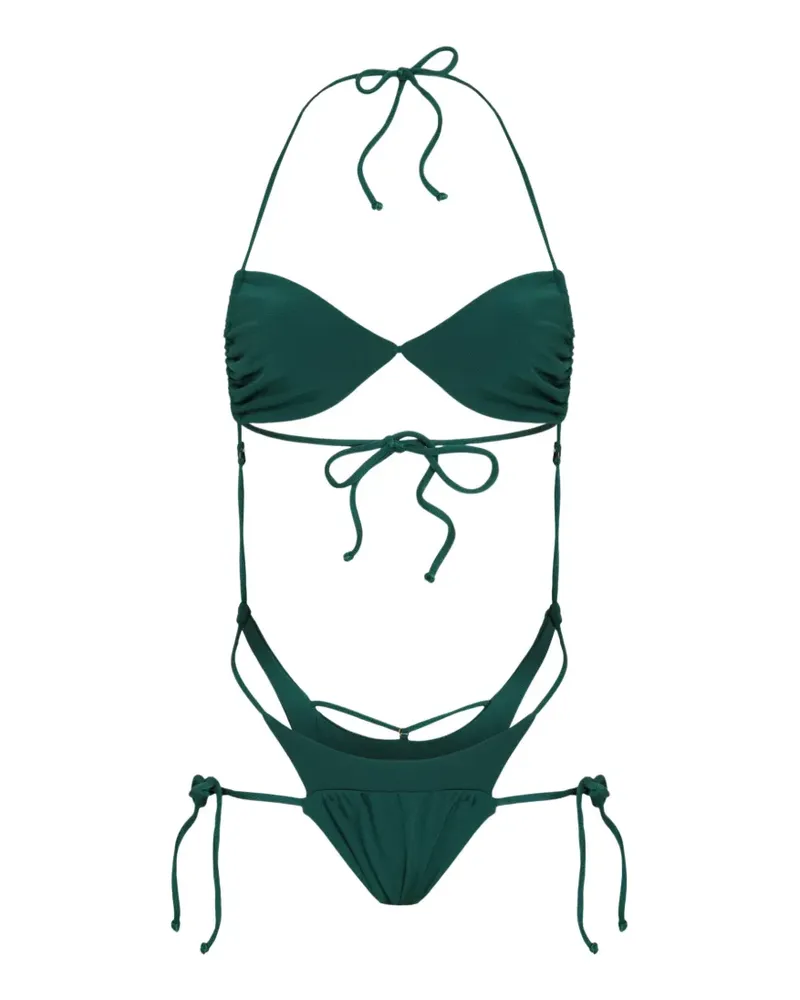 Amir Slama Neckholder-Bikini mit Cut-Outs - Grün Grün