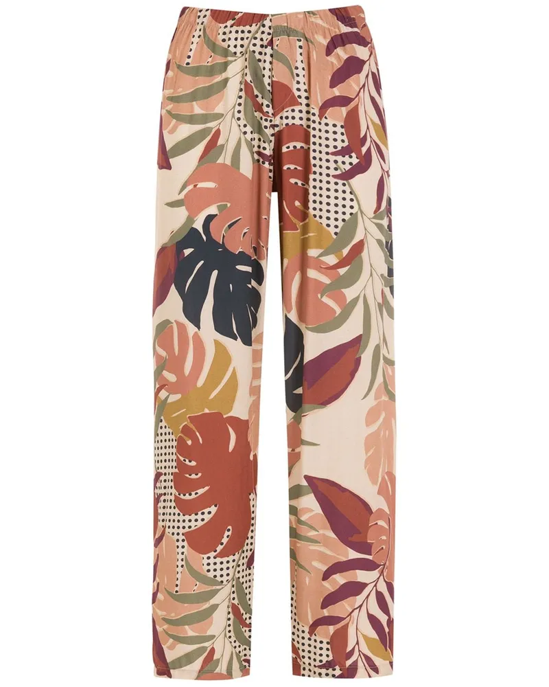 Amir Slama Gerade Hose mit Palmblatt-Print - Nude Nude