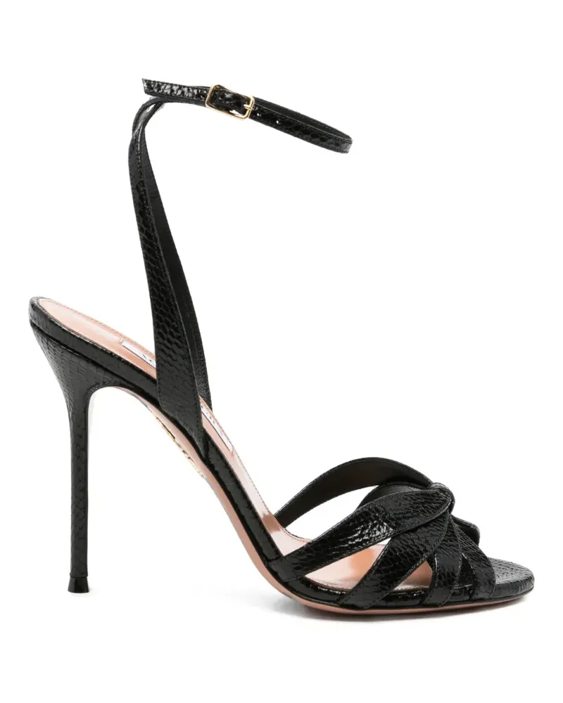 Aquazzura Soulmate Sandalen mit Schlangenleder-Effekt - Schwarz Schwarz