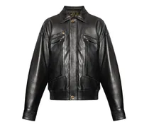 Lederjacke mit Klappentasche - Schwarz