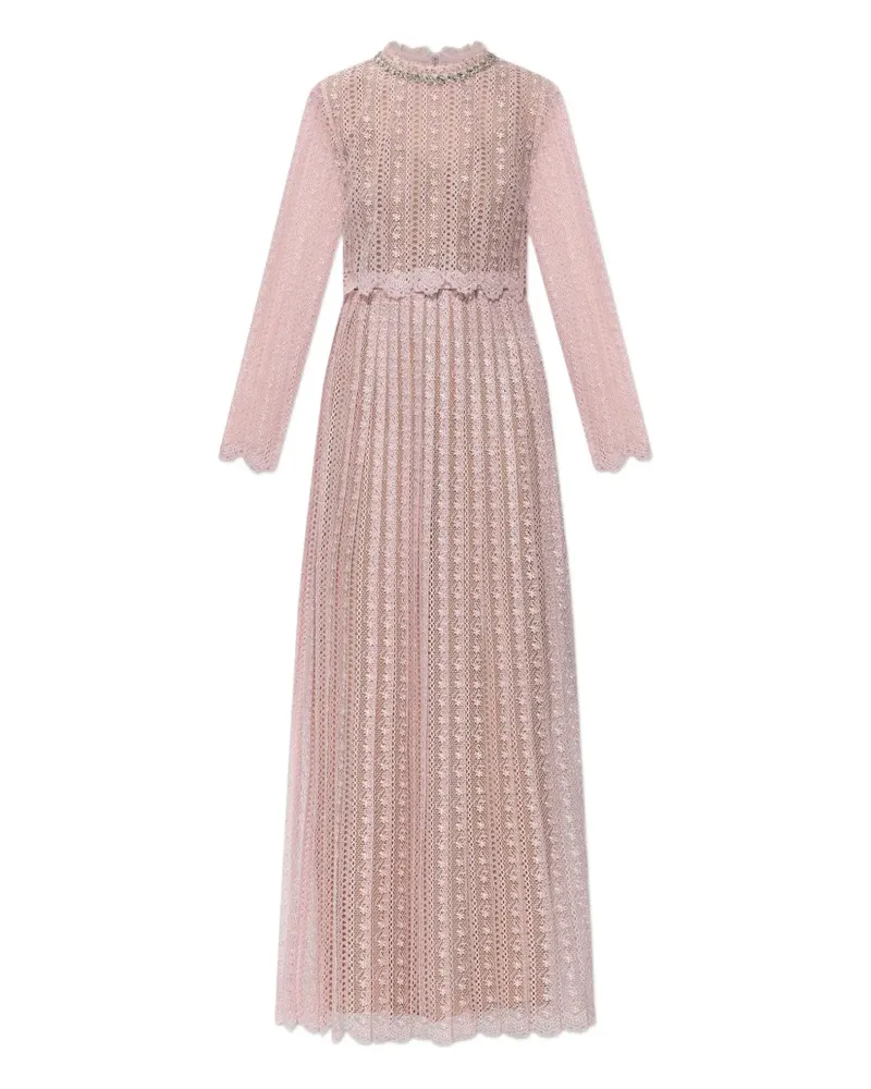 Self-Portrait open-work long-sleeve dress - Rosa Rosa