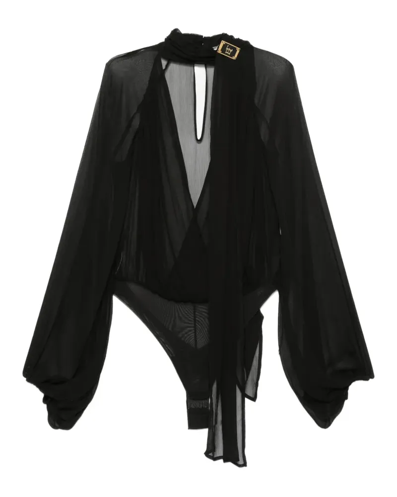 Elisabetta Franchi Hemd mit Logo-Schild - Schwarz Schwarz